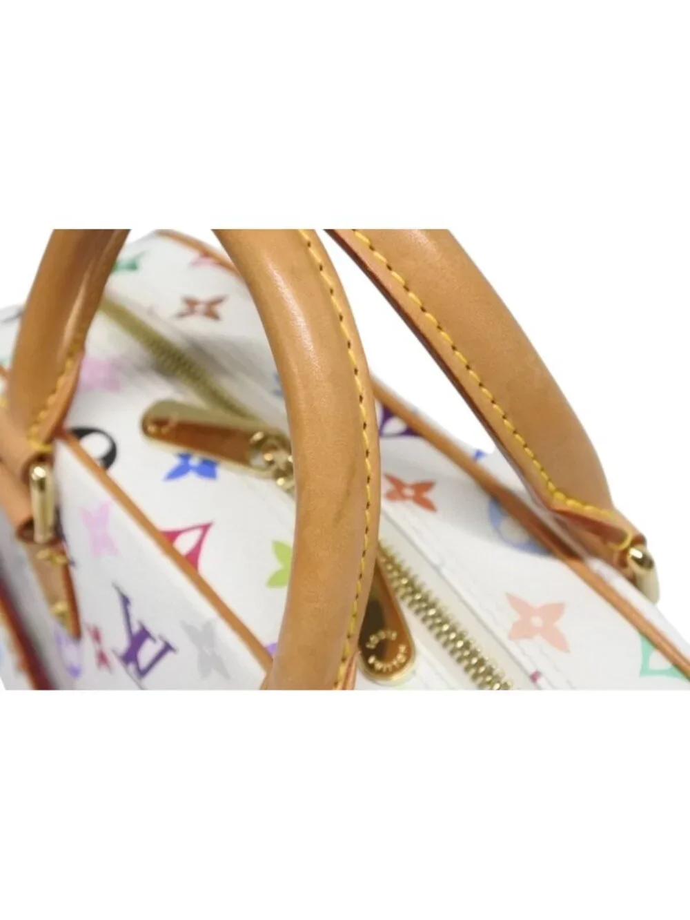 Louis Vuitton Handbag Takashi Murakami White Multicolor Gold